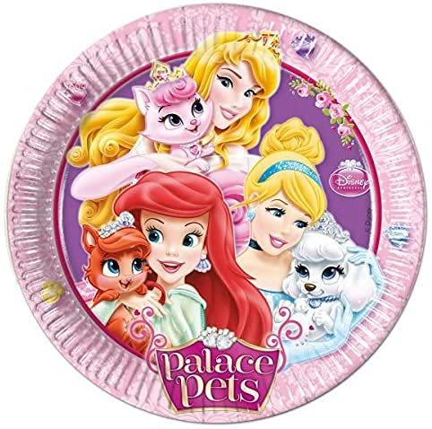Piatto in carta monouso 23cm - PRINCIPESSE Palace Pets DISNEY addobbo decoro tavolo torta - festa per bambini