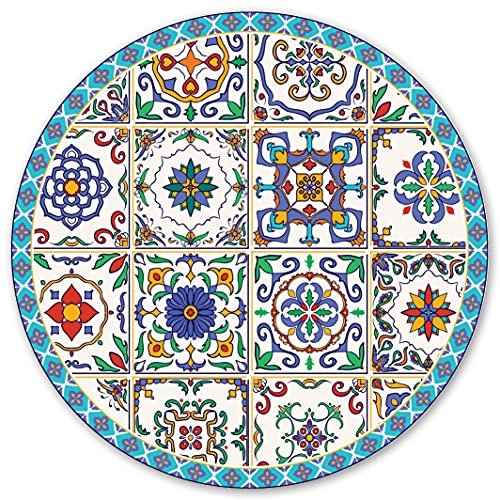 SparrowFloor Teppich Bodenschutz in der Küche ⌀ 60cm Runder Modernes Zuhause PVC Küchenmatte Vinyl-Boden Schlichte Matte Vinyl-Teppich - Azulejos Fliesen