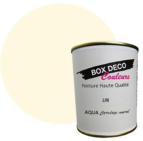 BOX DECO COULEURS Peinture carrelage et faïence murale à base de laque polyuréthane mono-composante aspect velours-satin Aqua carrelage - 750 ml / 7.5m², Beige Lin