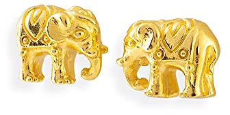 Drachenfels kleine Elefanten Ohrstecker aus Echtsilber goldplattiert/Kollektion Ganesha/Edle Ohrstecker für Damen und Mädchen aus 925 Sterlingsilber/Designer-Schmuck/D GAN 21/AGG