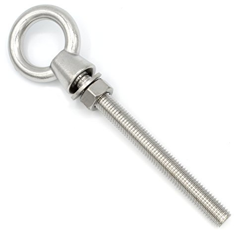 HEAVYTOOL Augbolzen mit metrischem Gewinde M10 x 100 mm (2 Stück) Edelstahl A4 AISI316 Schraube mit Ring Ringschraube Schrauben Ösen Ringkopf