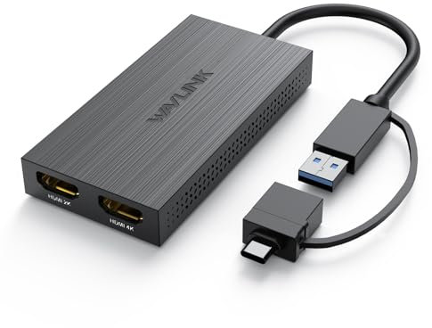XQAMEU WAVLINK USB 3.0 a HDMI para monitores duales, adaptador de gráficos de video universal USB C a HDMI, 4K a 30Hz, 1080p a 60Hz