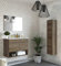 Miroytengo Pack de Muebles de Baño en Color Roble Nordik formado por Mueble de Baño, Columna, Espejo y Lavabo Cerámico