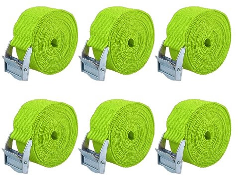 X AUTOHAUX 6 Stück Auto Cargo Zurrgurte mit Nockenverschluss Schnalle aus Nylon Grün 3 m * 2,5 cm
