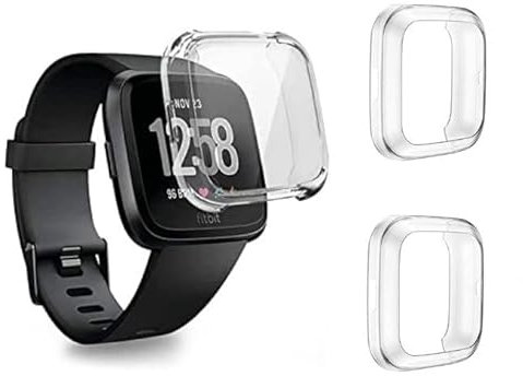 DULIPING 2 Stück Schutzhülle für Fitbit Versa 2 Hülle, Vollständige Abdeckung Weiche TPU Schutzfolie Kompatibel mit Fitbit Versa 2 Case, Transparent+Transparent
