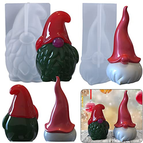 2 Pezzi Stampo In Silicone Gnomo Di Natale Stampi Per Candele Di Natale Stampi Per Sapone 3D Stampo In Resina Epossidica Nani Di Natale Fai Da Te Stampo Per Colata Per Sapone Caramelle Candela