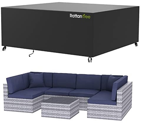 rattantree Garden Furniture Covers Waterproof,Oxford Fabric Patio Chair Table Covers with Dust-proof,Anti-UV Rattan Furniture Covers Outdoor Indoor (Black, 270x180x89cm)