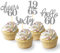 24 Stück Glitzer 60. Geburtstag Cupcake Topper Geburtstagsdeko von 1965 für 60 Geburtstagsfeier Zubehör Party Dekoration Kuchendekoration (Silber)