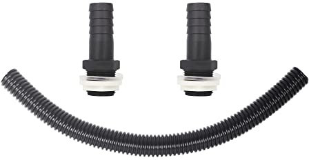 HONGCI Water Butt Connector Pipe Link Kit, 25mm Water Butt Linking Pipe Kit for Linking 2 Water Butts/Rain Barrel Connecting Tube Fittings, Water Tanks Linking Hose Pipe (Pipe length: 50cm), Black