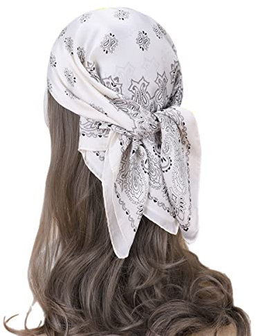 FAIRYGATE Damen Bandana Halstuch Platz Seidentuch Drucken Tuch Schal Kopftuch Seide Multifunktion 70x70cm 29016