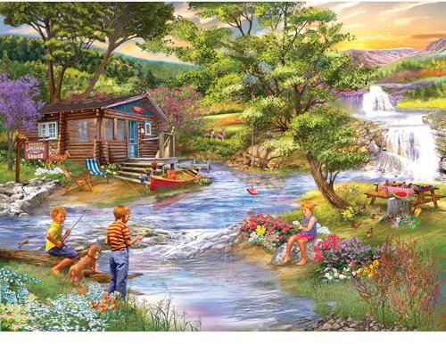 Chris Bigelow 1000 PC Jigsaw Puzzle - Fishing from The Banks