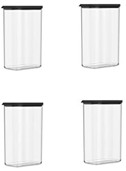 Mepal 4-tlg Vorratsdosen Spar-Set Modula 2000 ml Schwarz/Black Edition Vorratsdose Frischhaltedose - ideal für die Aufbewahrung von trockenen Lebensmitteln