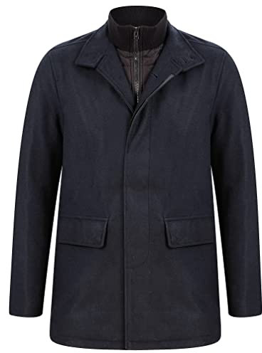 Tokyo Laundry Men's Indus Faux Wool Funnel Neck Collar Tailored Coat