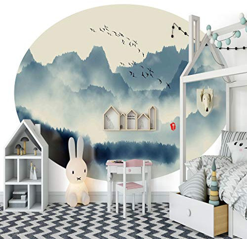 ZAPVI Fototapete 3D Effekt Kinderzimmer Neblig & Berg Größe:W350CMxH256CM Tapeten Vliestapete Wohnzimmer Wandbilder Wanddeko