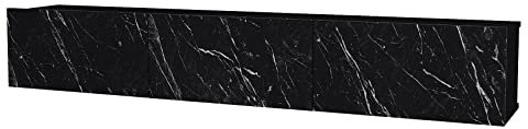moebel17 Damla TV Lowboard hängend, Eiche Saphir, Holz, grifflose Türen viel Stauraum,Board für Wohnzimmer,Hängeboard Designerstück,180 x 29,5 x 29,5 cm, 9925 (Schwarz Marmoroptik)