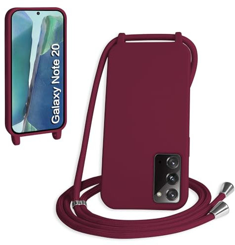 WenBaby Handykette für Samsung Galaxy Note 20 Hülle mit Band,Handyhülle mit Schnur zum Umhängen Silikon Seil Necklace Schutzhülle mit Kordel Tasche Case TPU Bumper für Galaxy Note 20- Rot