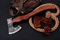 Beil Axt Geschmiedete Wikingeraxt Holzgriff Outdoor Axt Survival Campingaxt für Bushcraft Wald Garten Männer Geschenke MAQ2629