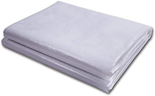 LEOSXA Cubierta de Lona de poliéster Impermeable Multiusos de 6 x 10 m, Lona para Exteriores para Piscinas, Barcos, automóviles y Camiones, Cubierta de Lona Impermeable Blanca, Tienda de