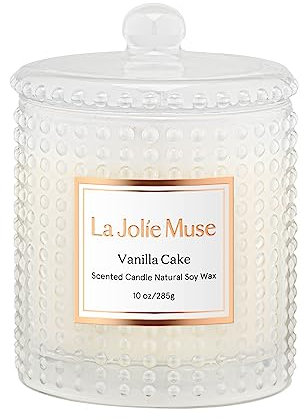 LA JOLIE MUSE Vanillekuchen Duftkerze, Vanillekerzen für Frauen, Duftkerzen für Ihr Zuhause, natürliche Sojakerzen, Brenndauer: 75 Stunden, Geschenke für Frauen, 285 g, 10 oz