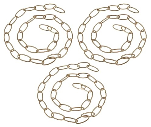 LEDSONE Vintage Style Metal Chain – 100cm Iron Thread with Not Carabiners for 32mm x 17mm Pendant Hanging Chains, Safety Barriers, and Outdoor, Indoor & Garden Décor (3, French Gold) | Iron Link Fixture for Hanging Lampshades, Chandeliers & Fairy Lights – Décor for Home, Garden, Patio & Safety Barrier Use