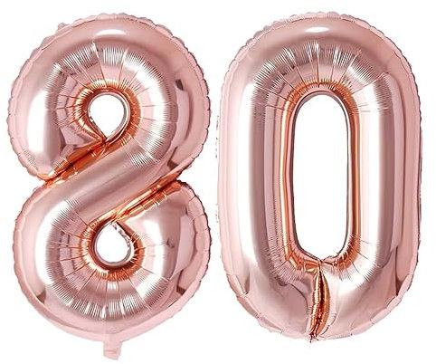 Vthoviwa 40 Zoll/18 Farbens Luftballon Zahlen 80 Rosegolden, Helium Luftballon 80. Geburtstag Foil Ballon, 0123456789,10-19,20-25,30,40,50,60,70,80,90, Folienballon 80 Party Dekoration