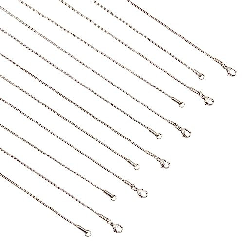 nbeads 15 Stück 3 Größen Schlange Kette Halskette, 1mm Breite 45.4/50.5/60.5cm Edelstahl Flexible Runde Schlangenkette Halskette für Männer Frauen Halskette Schmuck