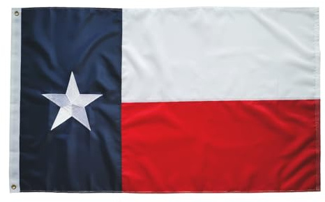 Bandiera dello stato del Texas di alta qualità, 60 x 90 cm, stelle ricamate, strisce cucite, resistente bandiera Oxford con occhielli in ottone, per interni ed esterni