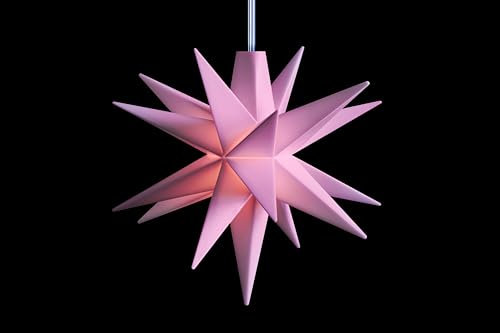 Sterntaler Dekostern | Weihnachtsstern Baby-Stern | 18-Zacker | Rosa | 8cm | Innen | LED | Batterie | mit Timer