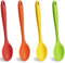 HAKACC Lot de 4 cuillères en silicone colorées - Petites cuillères à mélanger - Cuillères de cuisine en silicone - Cuillères de service en silicone pour la cuisine, la pâtisserie, le remuer