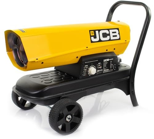 JCB 70,000 BTU / 20 kW Diesel Space Heater, Portable Industrial Heater for Workshop, Garage or Site Use, Dual-Fuel Kerosene & Diesel, Adjustable Thermostat, 496 m³ Coverage