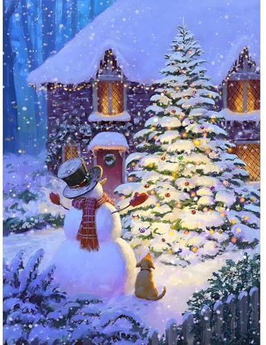 ParNarZar 5D Diamant Painting bilder 30x40cm Schneemann und Weihnachtsbaum, Klein Eckige Steine DIY vollbild set für Eingangshalle, Treppe, Küche, Speisesaal, Wohnstub, Schlafzimmer