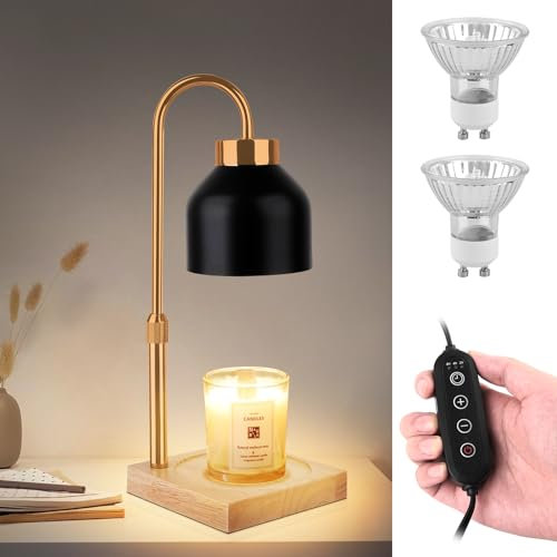 T-SUN Candle Warmer Lamp, Candles Heater with Timer, Adjustable Height/Brightness Candle Lamp with 2 Bulbs Compatible with Candle Home Decor Scented Candles Gifts for Pretty Woman (Black)
