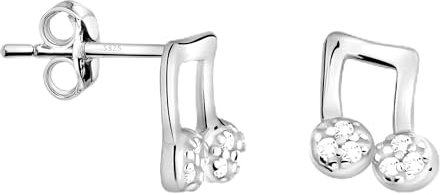 SOFIA MILANI - Damen Ohrringe 925 Silber - mit Zirkonia Steinen - Achtel Musik Note Ohrstecker - E2415