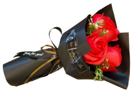 3 Köpfe Seifen Rose – Flora-Duftseife Rosenblüten Rosestrauß Rose Seife – pflanzliche ätherische Ölseife, Geschenk für Jahrestag/Geburtstag/Hochzeit/Valentinstag/Muttertag Rot