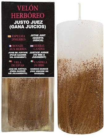 Velón Herbóreo de Justo Juez para Ganar Juicios | Vela Especial con Hierbas Potenciadoras para Conseguir Suerte Rápida y Ganar Temas Legales y Judiciales.