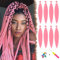 FESHFEN Meches pour Tresses Africaine Rajout Cheveux Tresses Pré étiré Tressage Braiding Hair Synthétiques Yaki 8 Packs Rose Braid Hair Braids Extensions de cheveux pour Femme 65cm
