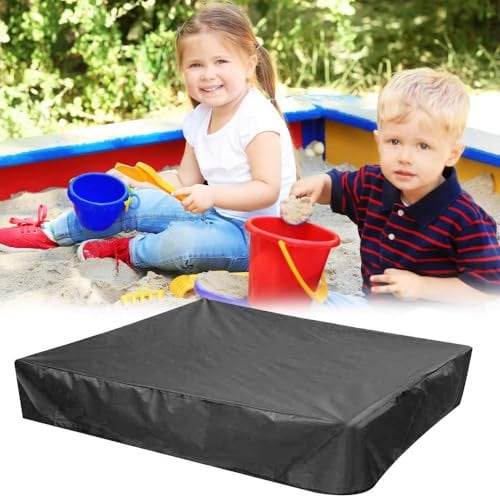 PERFETSELL Bâche Bac à Sable Imperméable 185 * 185 * 20CM, Housse de Protection pour bac à Sable Couverture de Bac à Sable Bac à Sable avec Cordon de Serrage Tissu Oxford 210D Imperméable, Noir