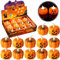 ZPQAODI 12 LED Kerzen Halloween Deko Set, LED Teelichter Kürbis, LED-Teelichter,Flammenlose Flackern Kerze Pumpkin Licht Teelicht Deko für Halloween Party Outdoor