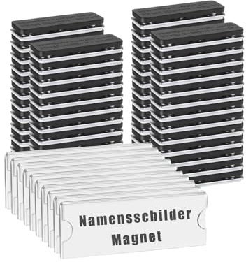 10 Stück Magnet Namensschilder, Transparent 75 * 32mm Namensschilder für Kleidung (Schwarz)