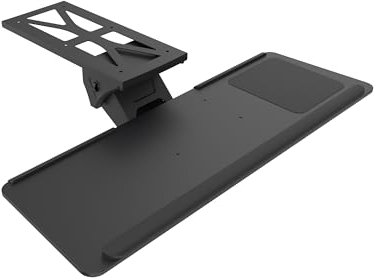 Eigentlich Tastaturablage ausziehbar schwarz 24,5 x 66,5 cm - Tasturauszug mit Maus Bereich, ergonomisch Einstellbare Neigung, Unterbau Montage mit praktischem Auszug