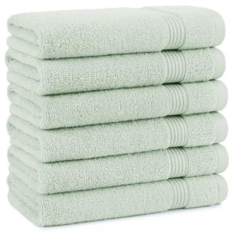 Arkwright Badezimmer-Handtücher, 6er-Set, superweich, 100 % Baumwolle, 600 g/m², schnell trocknend und saugfähig, luxuriöse Badutensilien für Hotels, Spa, Gastgeber und Ferienwohnungen, Eukalyptusgrün
