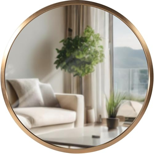 CLP Wandspiegel Elsie I Runder Spiegel in unterschiedlichen Größen I Rahmentiefe 3 cm, ideal für Wohnzimmer, Schlafzimmer oder Bad | Farbe Gold matt Größe S