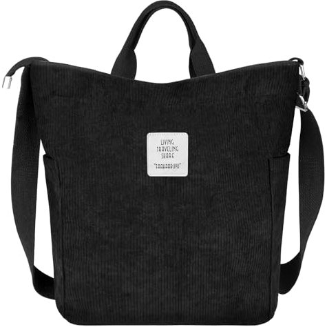 Aucuu Damen Kord Groß Handtasche, Cord Tasche Tote Bag, Umhängetasche Groß Shopper Tasche, Cord Tasche Beuteltasche Mit ReißVerschluss, Handtasche Schultertaschen für Arbeit Reisen Einkaufen Schule