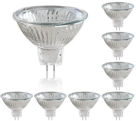 Morotty Confezione da 8 Lampada GU5.3 12v 50w, Lampadine GU5.3 2800K Bianco Caldo, Dimmerabile, Faretti da Incasso MR16 per Illuminazione Della Pista, Illuminazione da Incasso
