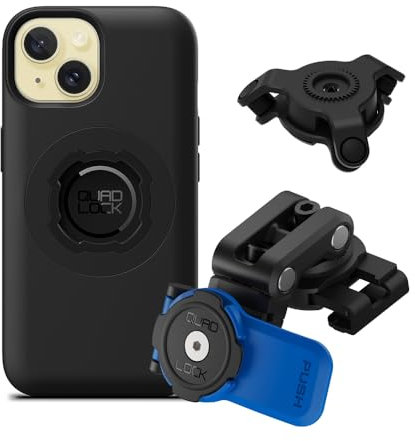 Quad Lock Motorcycle Brake Reservoir Phone Mount Kit with Vibration Dampener and iPhone 15 MAG Case