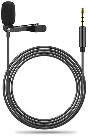 Micrófono de Solapa para Telefono,Lavalier Micrófono Omnidireccional,Micrófono de Solapa con 1.5M Cable,3.5MM Audio Jack,Mini Micrófono Condensador para Grabación/Entrevista/Videoconferencia/Podcast