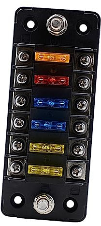 GETAJGHSD Kasten 6 Auto Sicherungskasten Mini-sicherungen -sicherungsblock Sicherungshalter Marine-sicherungsblock Kfz-sicherungen Black Klemmblöcke Aus Vernickeltem Kupfer