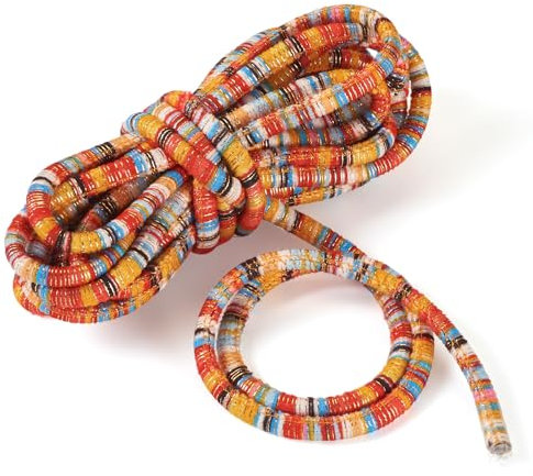 Crafans 5 Meters Elastic Wrapped Core Cords 5mm Ethnic Style Ropes Vintage Round Elastic Cords Hanging Cords for DIY Bag Straps Phone Straps Bracelet Crafting, Orange