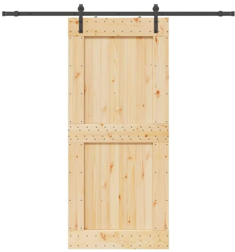 vidaXL Porta Scorrevole con Set Hardware 100x210cm Legno Massello Pino