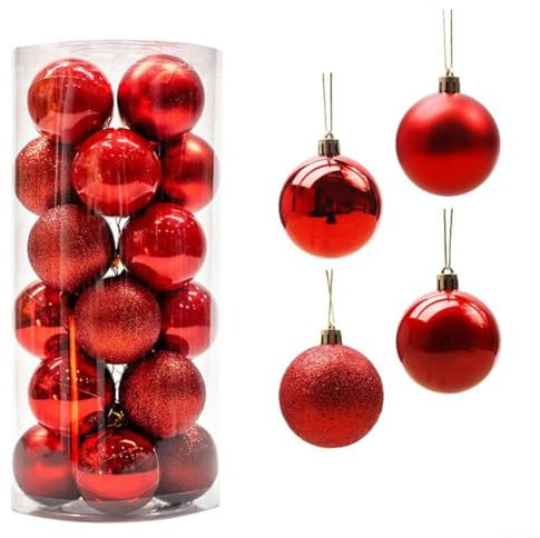 24 PCS Christmas Balls Ornaments for Xmas Christmas Tree - Shatterproof Christmas Tree Decorations Large Hanging Ball for Holiday Wedding Party Decoration(Red)